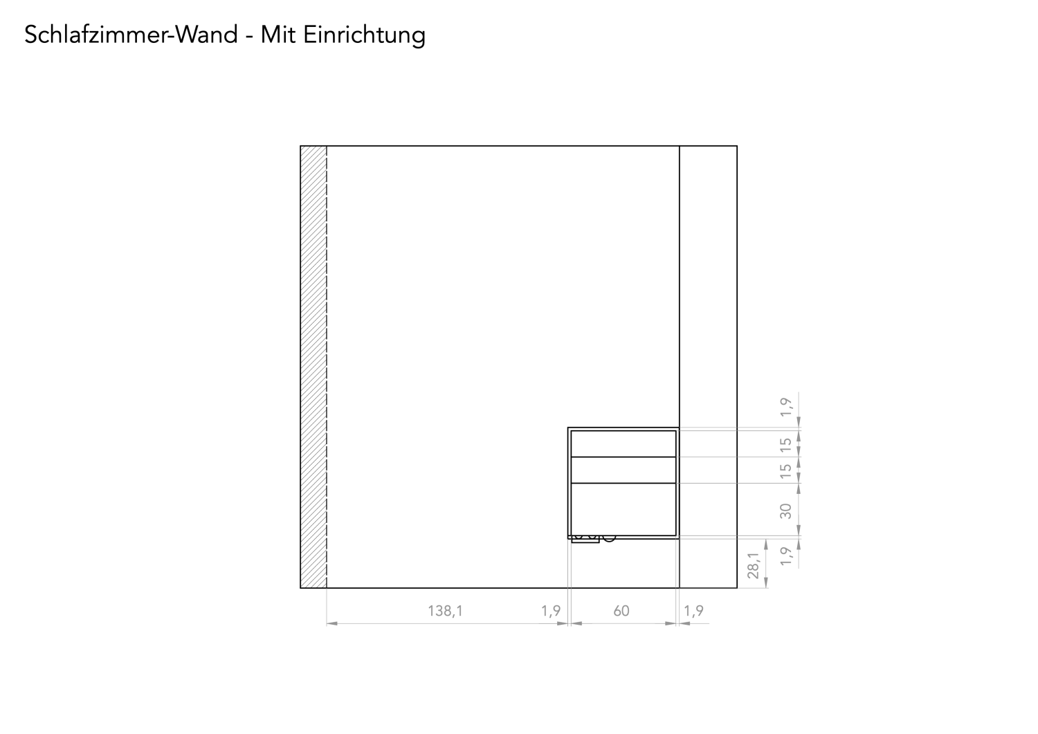 Schlafzimmer-Wand - Mit Einrichtung