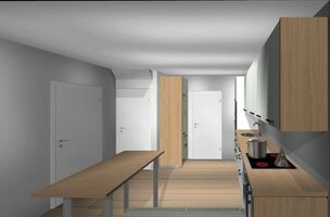 Blick von Heizung 60 cm Tisch und 238 cm Kühlschrank.JPG