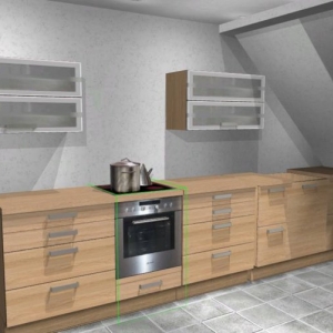 Planung mit Spülmaschine unter Schräge