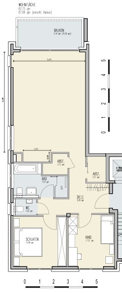 Grundriss original (ohne Küchenabtrennung)