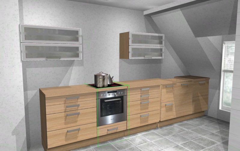 Planung mit Spülmaschine unter Schräge