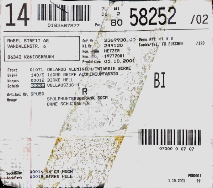 Zettel, der am Möbel klebte